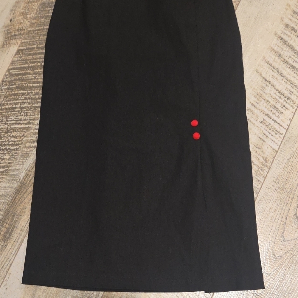 Stop Staring Elegant Black Midi Dress with Red Accents - Picture 10 of 11